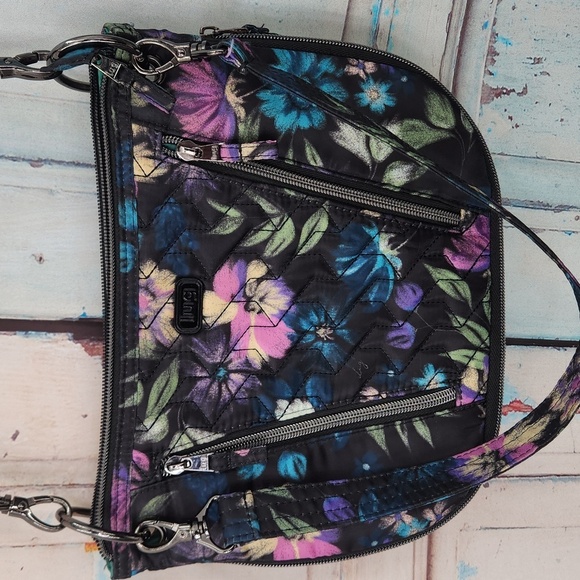 Lug Swivel Convertible Crossbody or Shoulder Bag Bloom Black RFID Expandable - Picture 2 of 6